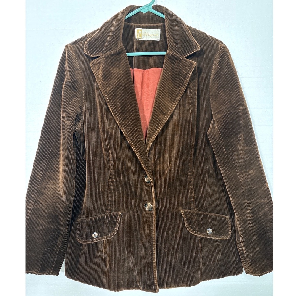 Collegian of California Blazer Women M Brown Corduroy Vintage 80s